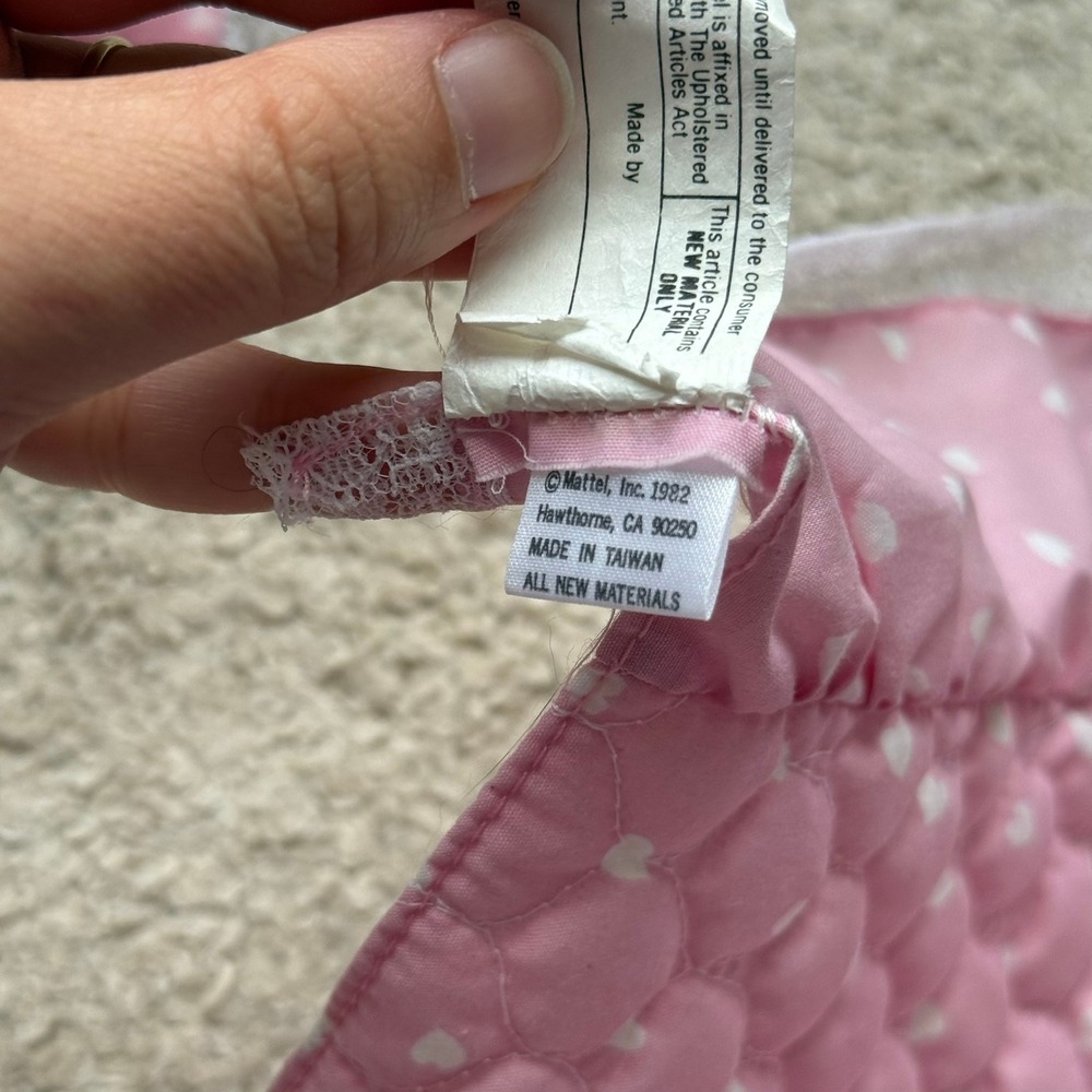 Vintage 1982 Mattel Barbie Dream Furniture Canopy Bed Pink Heart Lace 5641 - Picture 6 of 8